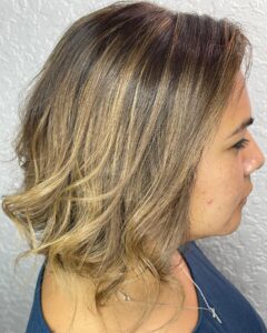 accent foilyage highlights on brunette Benjamin Kyle Salon Cocoa FL