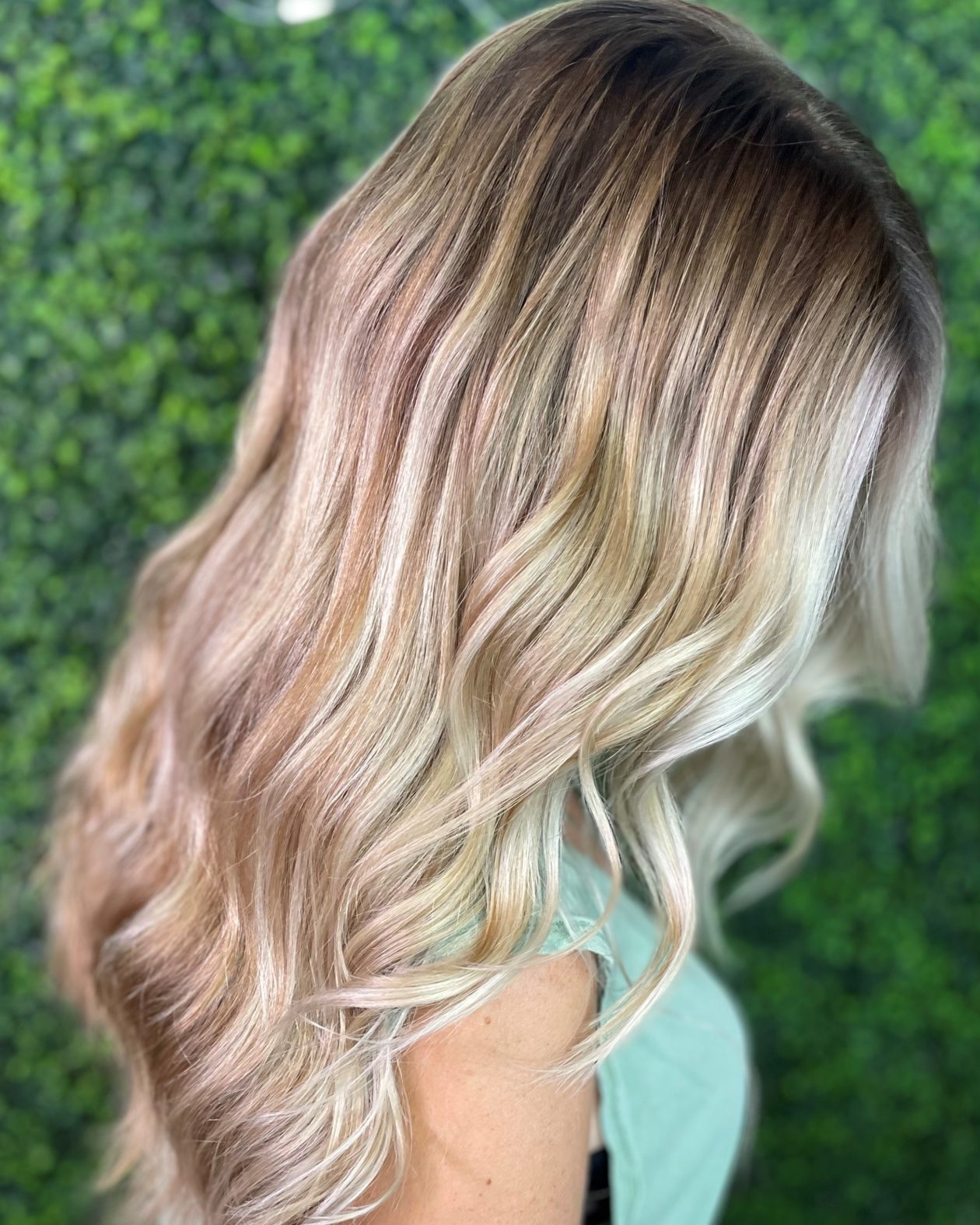 partial foilayage B3 bond builder gloss color shine hair cut blow dry mariah